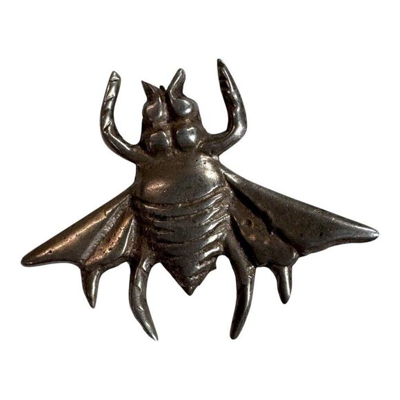 Vintage Pair Mexican Silver Bug Bee Insect Wasp Brooch Pin Set 1” Unique Design - Picture 2 of 6